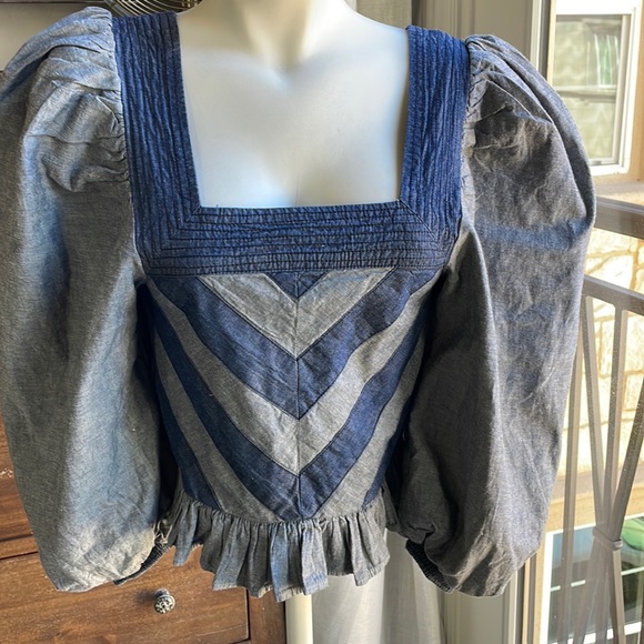 Anthropologie love the label denim top - Picture 4 of 11